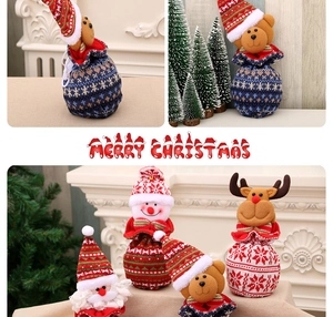Sachets cadeaux de Noël en tricot avec motifs Père Noël et renne pour des bonbons