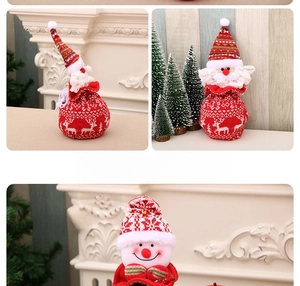 Détails des sacs cadeaux de Noël tricotés Père Noël et Bonhomme de neige avec motifs