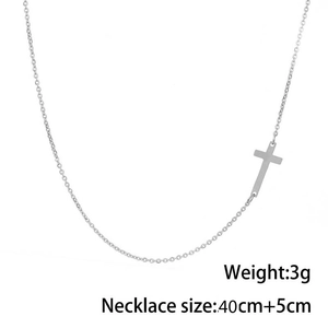 Collier avec pendentif croix en acier inoxydable argenté et chaîne réglable de 40+5cm de long