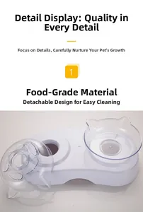 Dettaglio delle doppie ciotole per gatti in plastica alimentare con design rimovibile