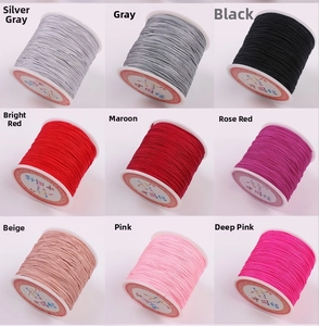 Detailed grid of multicolored braided nylon cords for jewelry making on white spools