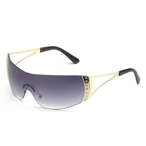 Fashionable rimless oversized gradient sunglasses with rhinestones and star detailing