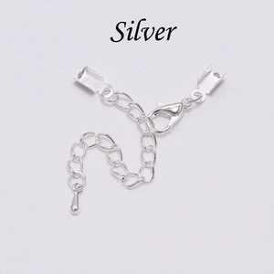 Silver lobster clasp with O-chain extension and fold-over cord ends for DIY jewelry