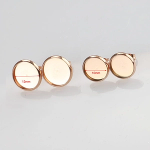 Rose gold stainless steel earring base studs in 10mm and 12mm DIY jewelry settings