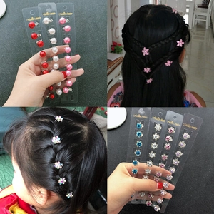 Mini barrettes fleurs avec strass pour petites filles en plusieurs couleurs pour coiffures