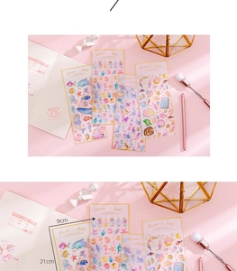 Detail view of unicorn crystal stickers with gold foil stamping and 9x21cm dimensions
