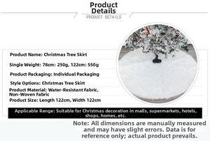 Détails de la jupe de sapin de Noël en fausse fourrure blanche avec texture et dimensions