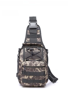 Tactical ACU digital camouflage sling bag with MOLLE system and durable nylon fabric