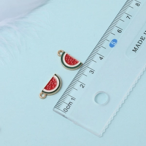 Watermelon slice enamel charms in red and green for DIY fruit earring making