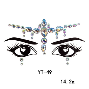 Iridescent AB crystal face jewel stickers for makeup in various shapes for festive parties