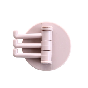 Gancho de pared giratorio de 3 puntas rosa claro para baño sin perforaciones