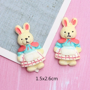 Cartoon rabbit resin charms for DIY jewelry and hair accessories, 1.5x2.6cm size