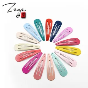 Set of 14 colorful metal drop-shaped hair clips in vibrant gradient matte lacquer finish