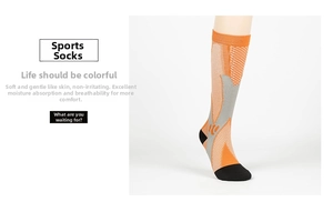 Detail of compression sports socks featuring breathable mesh and structured knit support