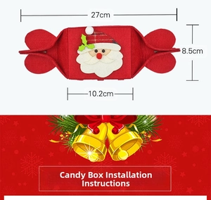 Detailed dimensions of the red Santa felt gift bag with a length of 27cm for Christmas