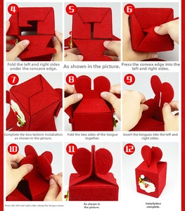 Step-by-step DIY assembly guide for Santa themed non-woven Christmas gift bags