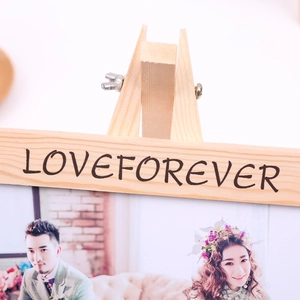 Solid wood photo frame with LoveForever engraving for wedding and portrait display