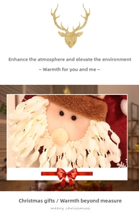Close-up of linen Christmas stocking with 3D Santa, plush hat and beaded beard detail
