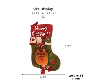 Detail of Christmas stocking with reindeer design, 47cm height and 23cm width dimensions