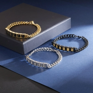 Unique stainless steel abacus pendant curb chain bracelet for men and women in three colors