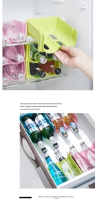 Organizer per lattine impilabili in rosa e verde per frigorifero e cassetti cucina