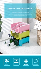 Portabottiglie impilabile a tre livelli in colori pastello con scanalature a forma di U