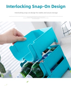 Organizer impilabile per lattine in plastica blu con design a incastro per il frigorifero