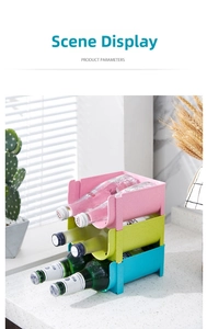 Portabottiglie impilabili in plastica rosa verde e blu per frigoriferi da cucina
