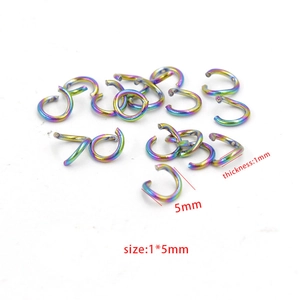 Rainbow plated stainless steel open jump rings 1x5mm for DIY jewelry making