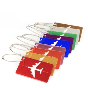 Colorful airplane shape aluminum luggage tags with durable stainless steel wire cables