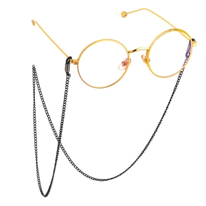 Chaîne de lunettes chic en métal noir pour lunettes de soleil rondes dorées antidérapante