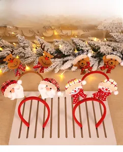 Detail of Christmas headbands with Santa, Reindeer, Bear, and Snowman cartoon designs
