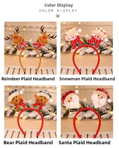 Four-pack Christmas headbands featuring reindeer, snowman, bear, and Santa Claus styles