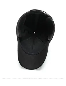 Close-up of the thick warm lining and durable stitching inside the winter earflap hat