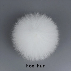 White real fox fur pompom ball for hats and clothing accessories with soft texture