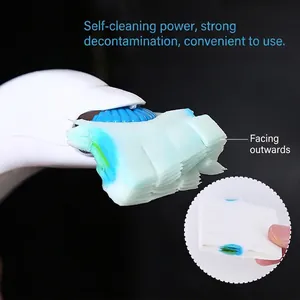 Disposable toilet brush with built-in cleaner heads and flexible white ABS plastic handle