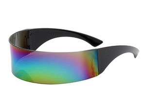 Cyberpunk futuristische Schild Sonnenbrille mit schillerndem Glas und schwarzem Rahmen