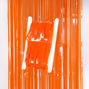 Glossy orange fringe curtain tinsel backdrop for Halloween party scene decoration