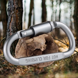 High-quality gunmetal gray aluminum alloy D-ring carabiner with locking mechanism