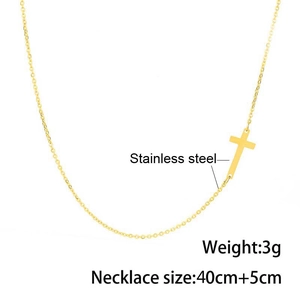Détail du collier croix en acier inoxydable 3g avec spécifications de chaîne 40cm+5cm