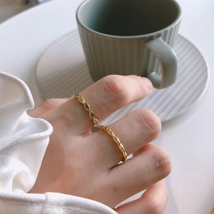 French vintage 925 sterling silver gold rings with woven texture and twisted rope design