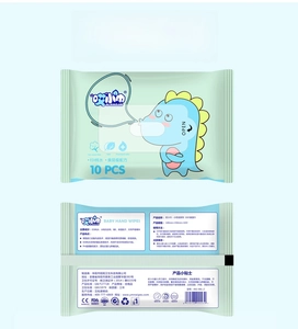Detail showing baby wipes with EDI pure water, aloe extract, and vitamin E packaging