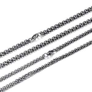 Retro double-layered stainless steel O-link chain necklace with lobster clasp for men