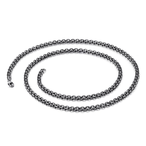 Men's vintage double-layered stainless steel chain necklace with lobster clasp and cross link