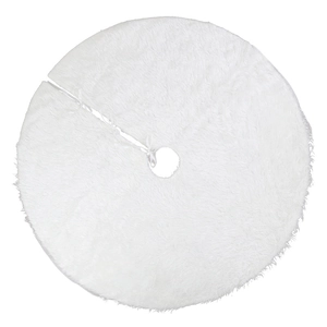 Jupe de sapin de Noël élégante en peluche blanche avec fausse fourrure et liens de serrage