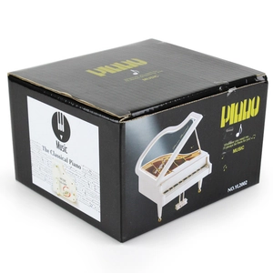Classical piano music box in white packaging, model YL2002, perfect for creative gifting