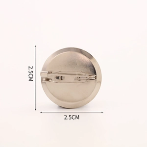 Macro view of 2.5cm silver nickel round disc brooch pin base for jewelry making