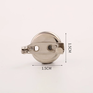 Detailed view of 1.5cm silver nickel brooch base pin with safety catch for DIY jewelry