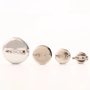 Silver nickel circular brooch pin base set in four sizes for DIY jewelry making