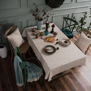 Christmas Bronzing Tablecloth Cotton Linen Blend Rectangular Dining Table Cover With Gold Snowflake Bell Patterns For Home Party Festive Decoration